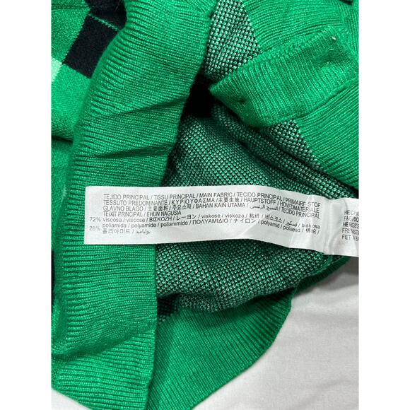 ZARA Green Argyle Cardigan Sweater Button Front Cropped Preppy Y2K Women’s Small - Picture 7 of 7
